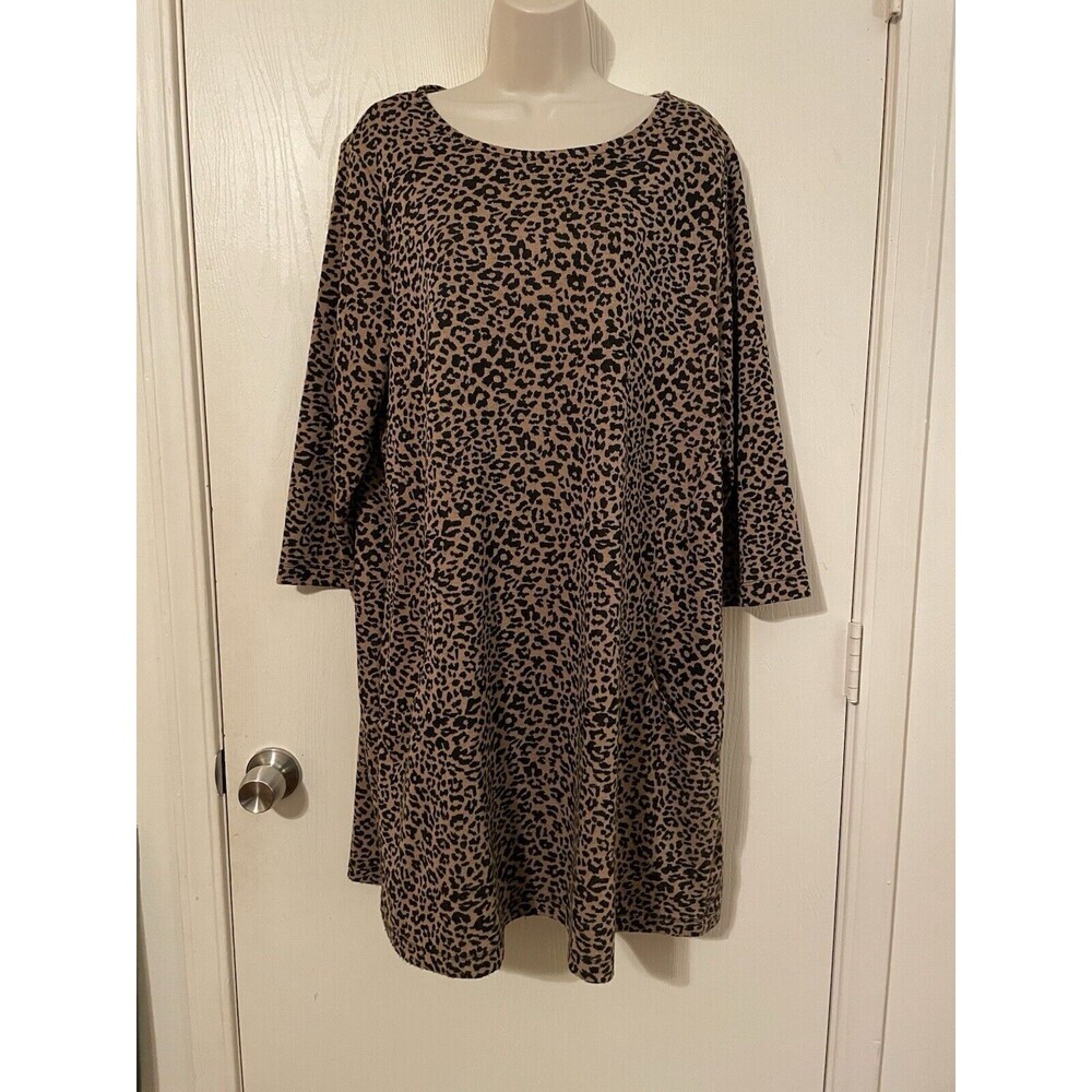 Massini Womens Sweater Dress Animal Print Size XL Shift Dress Pockets